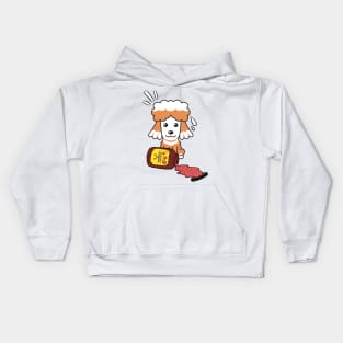 Funny Poodle Spills a jar of BBQ Sauce Kids Hoodie